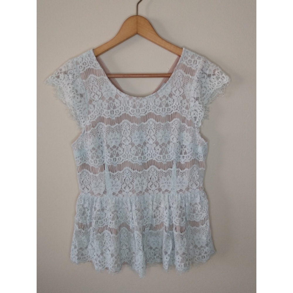 Anthropologie Maeve Katrine Peplum Top Blue Small